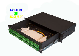الشبكة 2U 48 Core Rack Fiber Optical Patch Panel Hand Pull Type 482mmx240mm