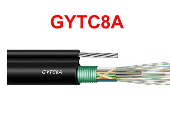 GYTC8A في الهواء الطلق كابل الألياف البصرية المدرعة أسلاك الفولاذ الذاتي الاستدامة أسود 8.0 * 1.0 مم