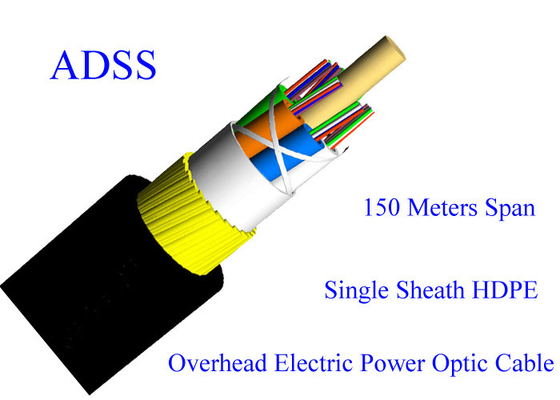 الطاقة الكهربائية العلوية ADSS كابل الألياف البصرية المدرع لا يوجد غلاف خارجي مقاوم للمسار المدرع