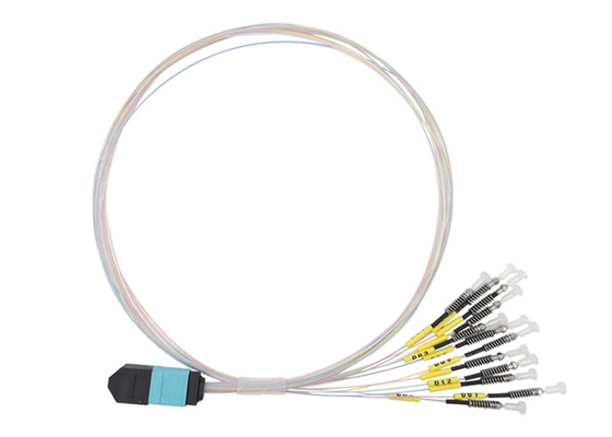 40G MTP MPO إلى LC Bare ferrule OM3 Patch Cord Multimode Fiber Optic Cable USCONEC