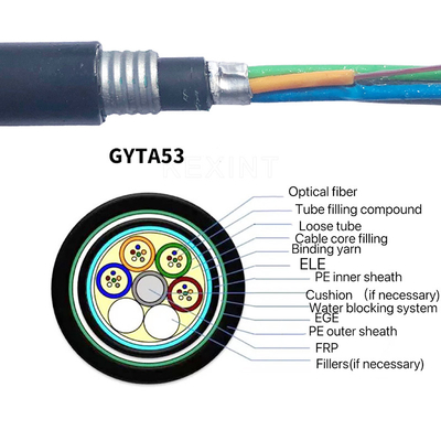 GYTA53 2-144 النوى كابل الألياف البصرية KEXINT FTTH G.652D متعدد الأنابيب المدرعة الذين تقطعت بهم السبل