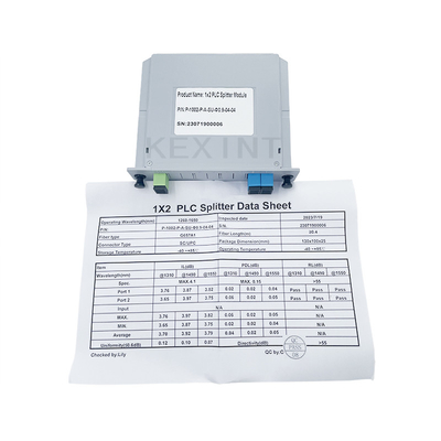 KEXINT 1x2 Fiber Optical PLC Splitter SC / UPC Single Mode G657A1 FTTH LGX Card Type
