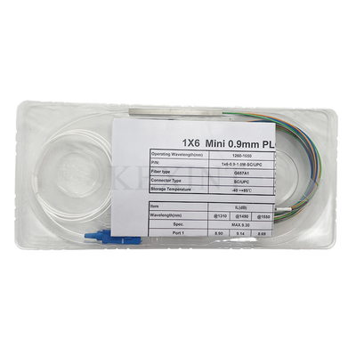 جهاز الفصل للألياف ذات الوضع الواحد 1x6 نوع ميني Sc Upc Connector G657a1