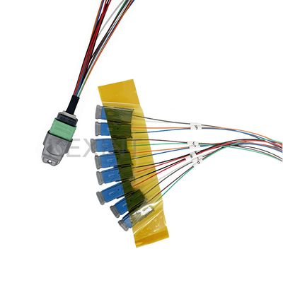 KEXINT MTP (MPO) APC الإناث إلى MDC 16 Fiber Breakout وضع واحد (9/125) سلك التصحيح بالألياف الضوئية