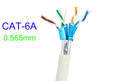 كابل نحاسي كهربائي محمي من Cat6A FTP 23AWG شبكة بيضاء عالية السرعة Cat7 SFTP