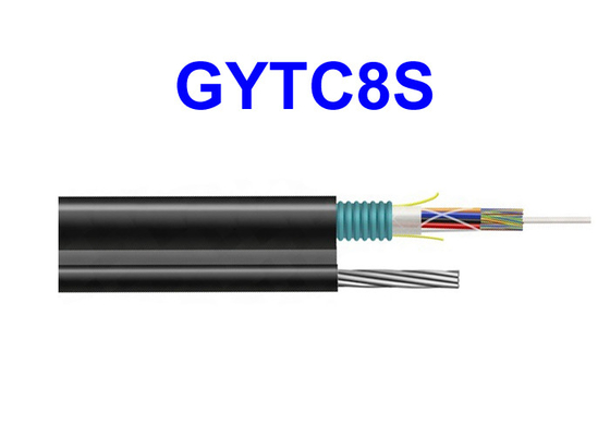 GYTC8S في الهواء الطلق كابل الألياف البصرية المدرعة الأسلاك الفولاذية الدعم الذاتي للاتصالات مخصصة النفقات العامة