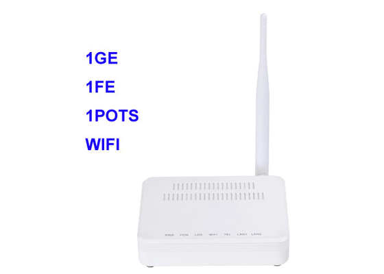 شبكة الألياف الضوئية ONT Gigabit ONU Device GEPON 1Ge 1 FE 1 Pots WIFI 802.11b / G / N XPON