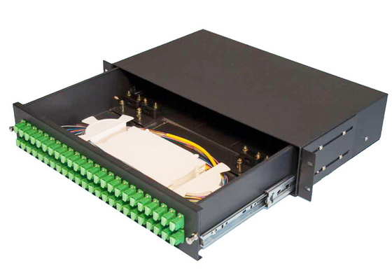 الشبكة 2U 48 Core Rack Fiber Optical Patch Panel Hand Pull Type 482mmx240mm